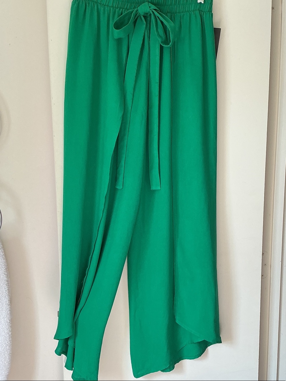 JORDACHE Women's Green Tie-Waist Wide Leg Pants